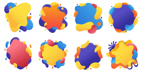 Abstract organic shape badge collection, flat vector design with shadow for branding or advertisement