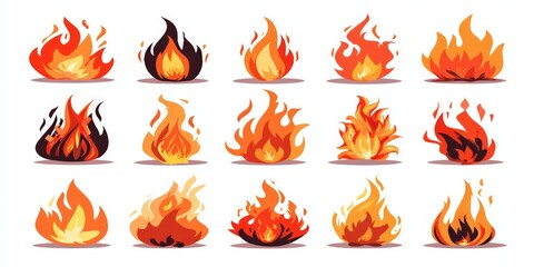 Pixel Art Fire Animations Set
