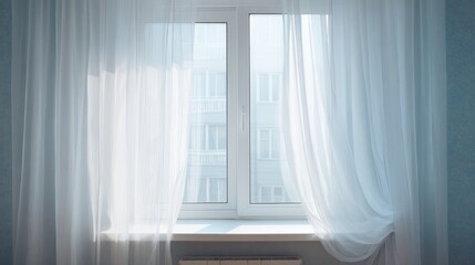 Diffused light through closed PVC window, simple interior for home decor visuals, architectural backgrounds and peaceful scene designs