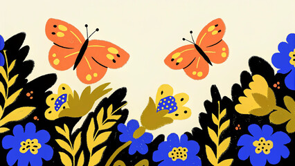 Bright Floral Vector Illustration &ndash; Flower, Spring, Nature, Garden, Colorful, Leaves, Petals, Bloom, Art, Decorative, Graphic, Background, Pink, Green, Fantasy, Design, Cheerful