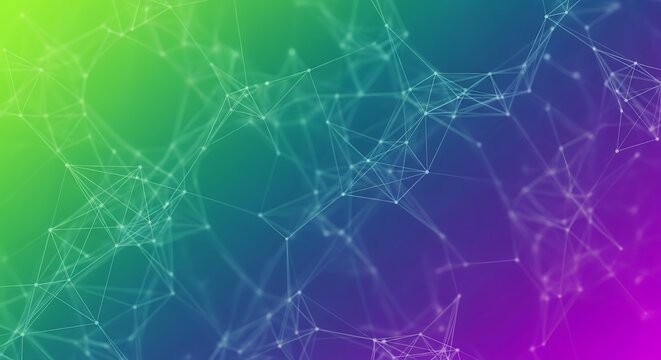 Abstract network connections on a colorful gradient background visualization for digital innovation