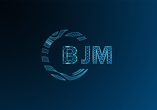 BJM low poly letter logo vector design. BJM lower poly logo design. BJM unique low poly logo design.