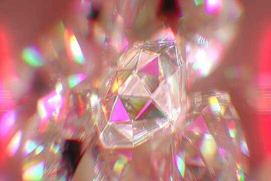Abstract,  faceted gems in vibrant, distorted light