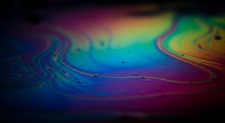 Abstract iridescent fluid surface with mesmerizing swirls and vibrant colors