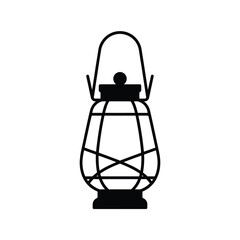 Vintage style oil lantern silhouette isolated on white background for design