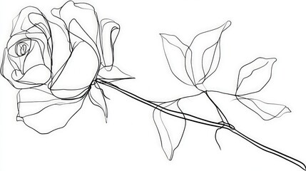Delicate Line Drawing Of A Rose