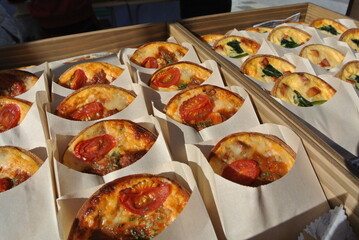 homemade mini quiche in market