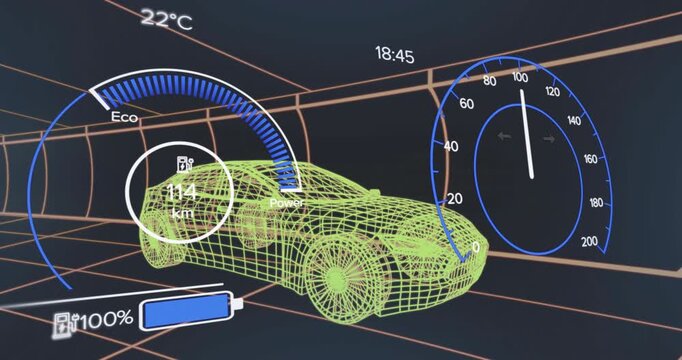 On charging battery rising and falling with Eco gauge filling and retracting showing EV performance