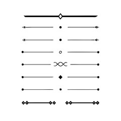 Set of Vintage decorative lines. text dividers. Line border. Lines separators, Borders, Vintage dividers, Underline elements. Divider set vector. Vector illustration.Line dividers.	
