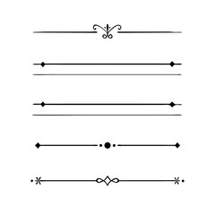 Set of Vintage decorative lines. text dividers. Line border. Lines separators, Borders, Vintage dividers, Underline elements. Divider set vector. Vector illustration. Line dividers.	