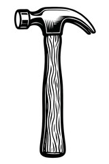 Claw Hammer Vector Illustration with Textured Handle - Manual Hand Tool for Construction