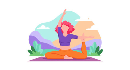 Woman practicing yoga outdoors. Perfect for wellness websites, brochures, and social media posts.