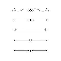 Set of Vintage decorative lines. text dividers. Line border. Lines separators, Borders, Vintage dividers, Underline elements. Divider set vector. Vector illustration. Line dividers.	
