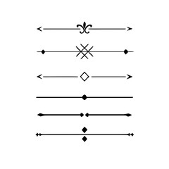 Set of Vintage decorative lines. text dividers. Line border. Lines separators, Borders, Vintage dividers, Underline elements. Divider set vector. Vector illustration. Line dividers.	