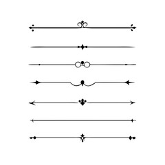 Set of Vintage decorative lines. text dividers. Line border. Lines separators, Borders, Vintage dividers, Underline elements. Divider set vector. Vector illustration. Line dividers.	