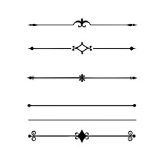 Set of Vintage decorative lines. text dividers. Line border. Lines separators, Borders, Vintage dividers, Underline elements. Divider set vector. Vector illustration. Line dividers.	