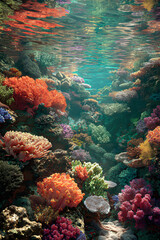 Obraz premium Dazzling Underwater Wonders: Exploring the Brilliant Ecosystem of Coral Reefs Teeming with Vibrant Colors and Captivating Marine Life