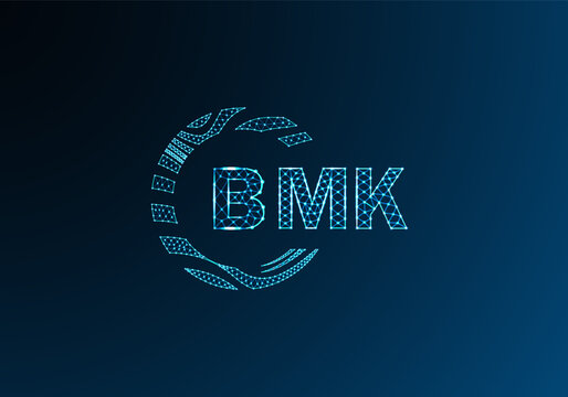 BMK low poly letter logo vector design. BMK lower poly logo design. BMK unique low poly logo design.