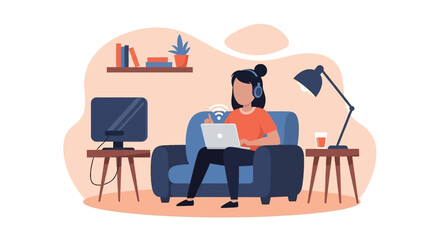 Woman working from home on laptop, perfect for remote work, telecommuting, and online learning articles.