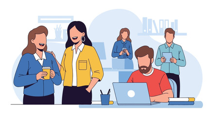 Happy diverse business team collaborating in a modern office, perfect for website banners or brochures.