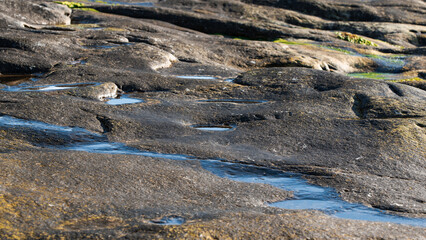 clear water in the rocks of the rocky ocean shore