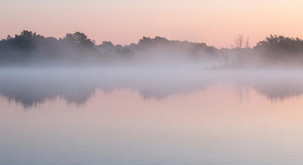 Obraz premium Misty lake sunrise