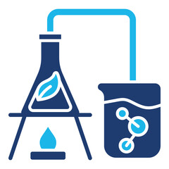 Experiment Icon In Blue Monochrome Flat Design, Vector Illustration