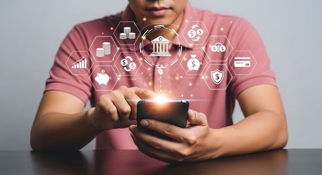 Mobile banking app: online finance, money transfer, and digital payments