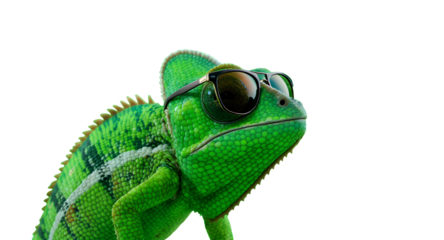 Cool Reptile Wearing Sunglasses on Green Screen