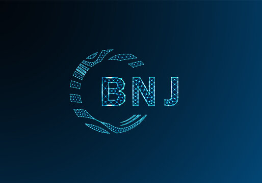 BNJ low poly letter logo vector design. BNJ lower poly logo design. BNJ unique low poly logo design.