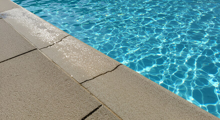 Pool edge with splashing water
