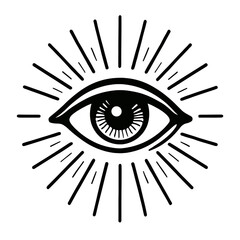 Stylized Eye with Radiating Light - A Symbol of Vision, Clarity, and Insight