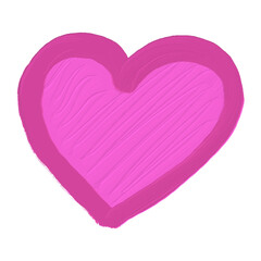 油彩風のピンクハート｜Pink Oil Paint Heart Illustration – Romantic Hand-Painted Style

