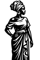 Fototapeta premium Elegant African woman with a traditional head wrap and dress