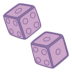 Two purple dice with pips shown on their faces