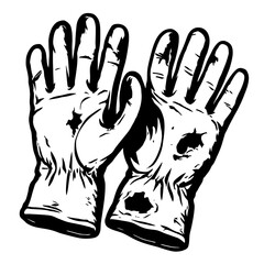 Old and worn-out work gloves representing hard labor