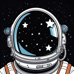 Astronaut Helmet Closeup with Starry Night Reflection