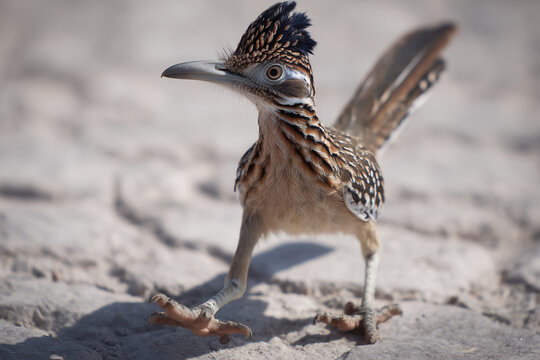 Roadrunner's zygodactyl feet (two toes forward, two back 