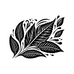 Black and White Stylized Leaf Design