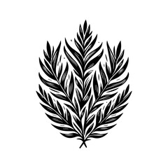 Black and White Stylized Leafy Branch Design