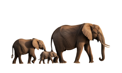 Elephant Family Stroll Across Savanna Plains