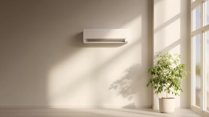 The elegant air conditioner in a minimalist indoor living space.