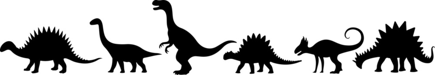 Dinosaur Silhouettes Collection – Prehistoric Creatures Vector Set