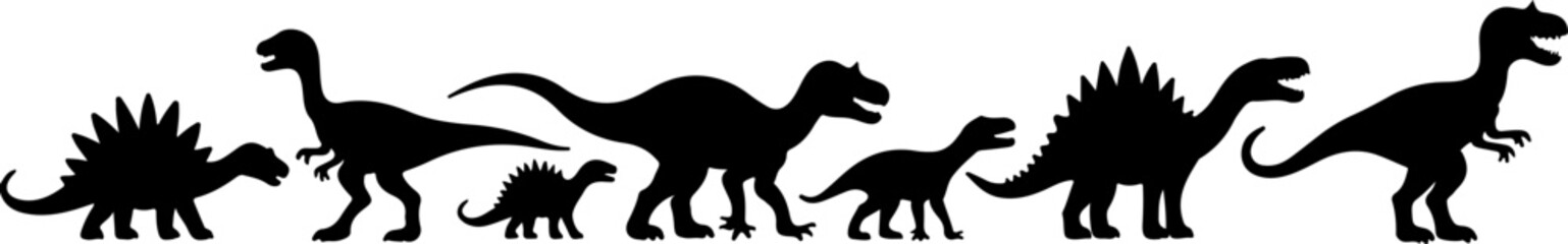 Dinosaur Silhouettes Collection – Prehistoric Creatures Vector Set