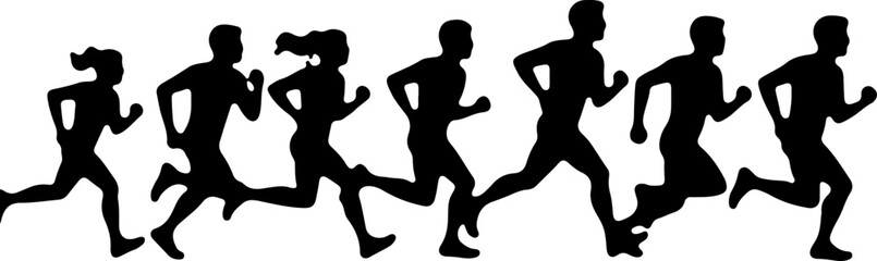 Obraz premium Running People Silhouettes in Motion vector bundle