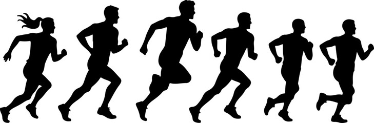  Running People Silhouettes in Motion vector bundle