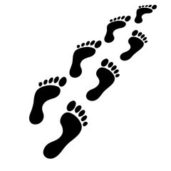 Footprints Going Forward on a Path - Journey and Progress Concept