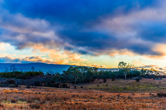 Sunset views over the countryside near Braidwood