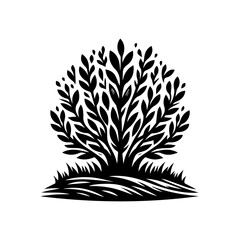 Obraz premium Stylized Black Silhouette of a Lush Bush