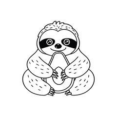 Sloth eating a ripe avocado